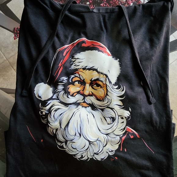 District Threads black long sleeve tee with hood - Picture 5 of 5